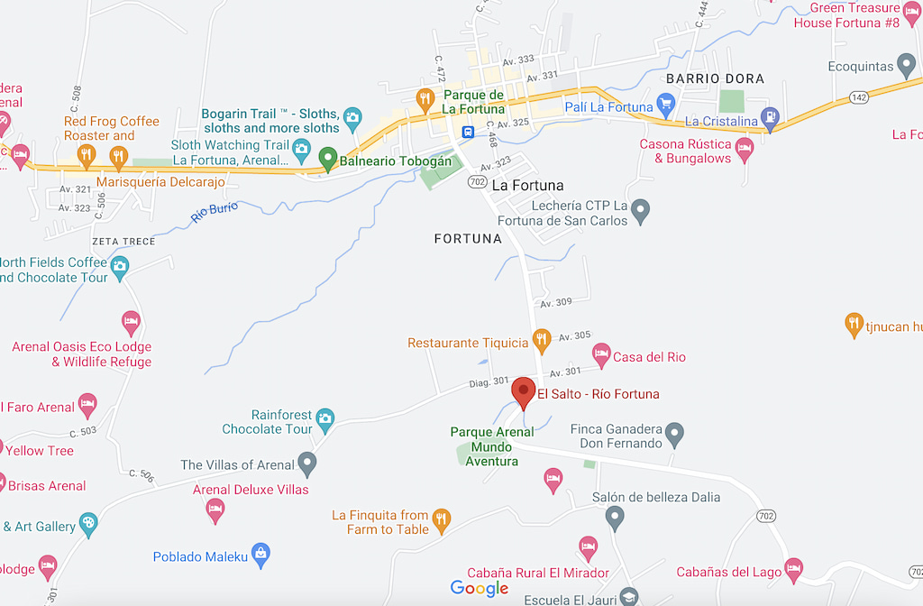 map of where El Salto La Fortuna
