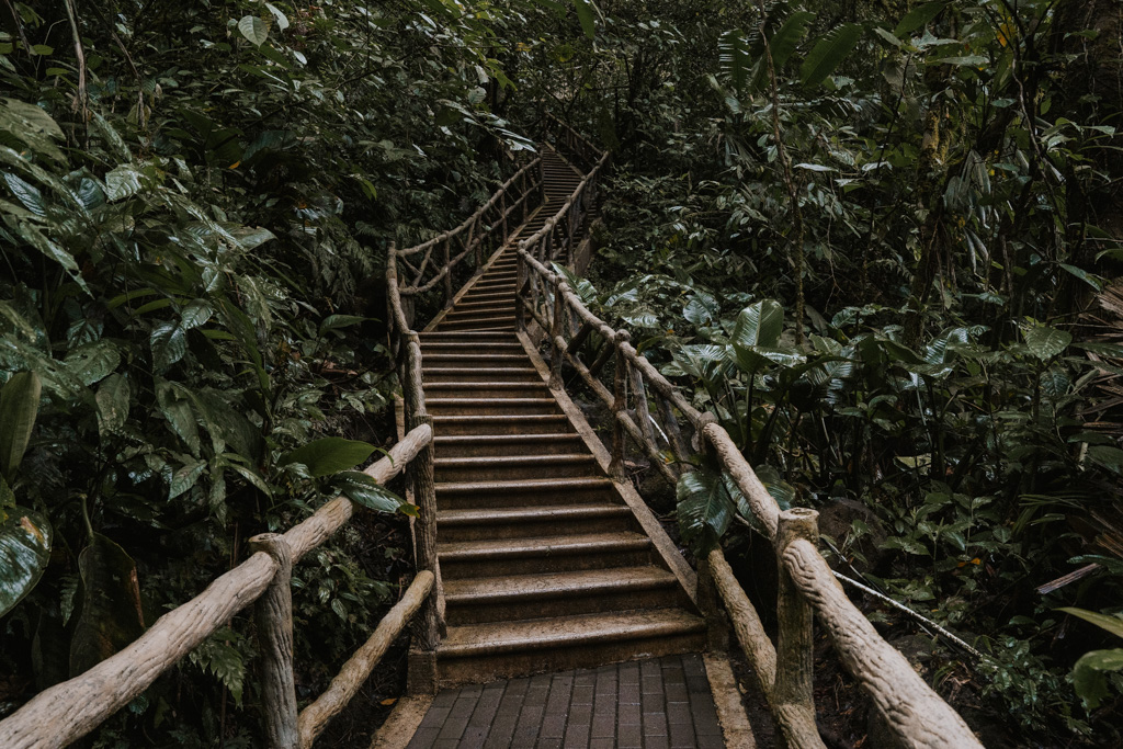 stairs after hiking to the waterfall in La Fortuna